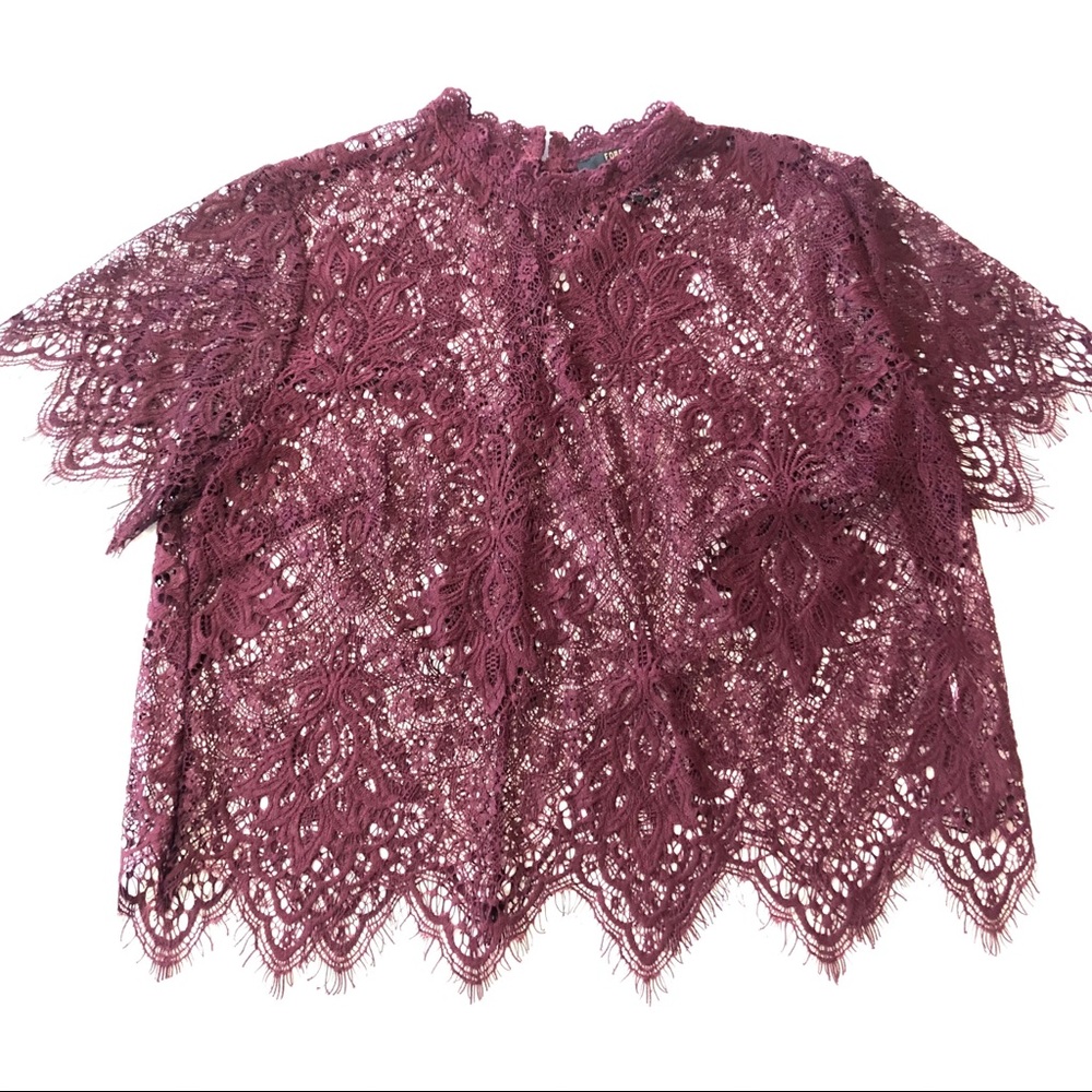 Lace Crop Shirt Maroon Colour Forever 21 - Picture 3 of 10